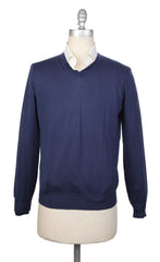 Brunello Cucinelli Navy Blue V-Neck Sweater - XS/46 - (BC1029229)