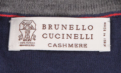 Brunello Cucinelli Navy Blue V-Neck Sweater - (BC1029229) - Parent