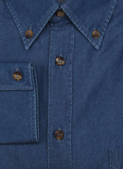 $495 Brunello Cucinelli Denim Blue Cotton Shirt - Slim - (BC810234) - Parent