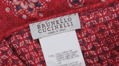 Brunello Cucinelli Red Floral Linen Blend Pocket Square (BC712238)