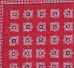 Brunello Cucinelli Red Fancy Silk Pocket Square (BC712237)