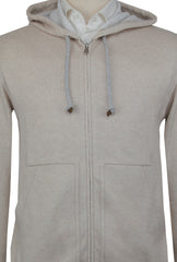 Brunello Cucinelli Light Brown Hooded Jacket - (BC926238) - Parent