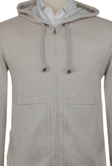 Brunello Cucinelli Light Brown Hooded Jacket - (BC926238) - Parent
