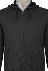 Brunello Cucinelli Dark Gray Hooded Jacket - (BC926235) - Parent