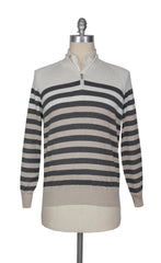 Brunello Cucinelli Beige Cotton 1/4 Zip Sweater - (BC814237) - Parent
