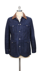 Brunello Cucinelli Blue Leather Solid Jacket - M US/50 EU - (BC0108224)