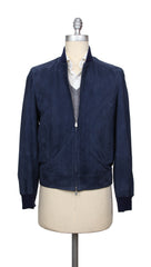 Brunello Cucinelli Navy Blue Suede Jacket - (BC0108229) - Parent