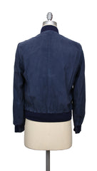 Brunello Cucinelli Navy Blue Suede Jacket - (BC0108229) - Parent