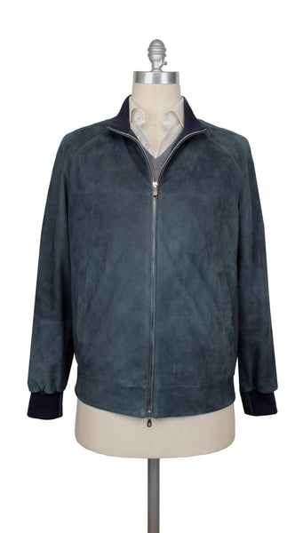Brunello Cucinelli Blue Suede Jacket - (BC1228238) - Parent
