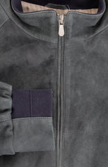 Brunello Cucinelli Blue Suede Jacket - (BC1228238) - Parent
