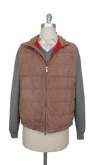 Brunello Cucinelli Brown Suede Solid Jacket Vest - (BC1026233) - Parent