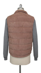 Brunello Cucinelli Brown Suede Solid Jacket Vest - (BC1026233) - Parent