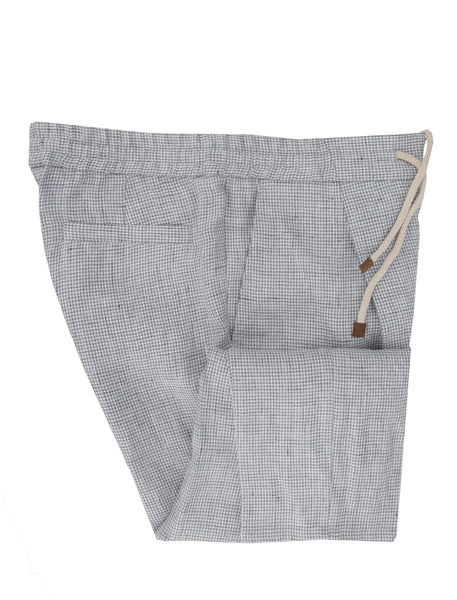 Brunello Cucinelli Gray Houndstooth Linen Pants - (BC919236) - Parent