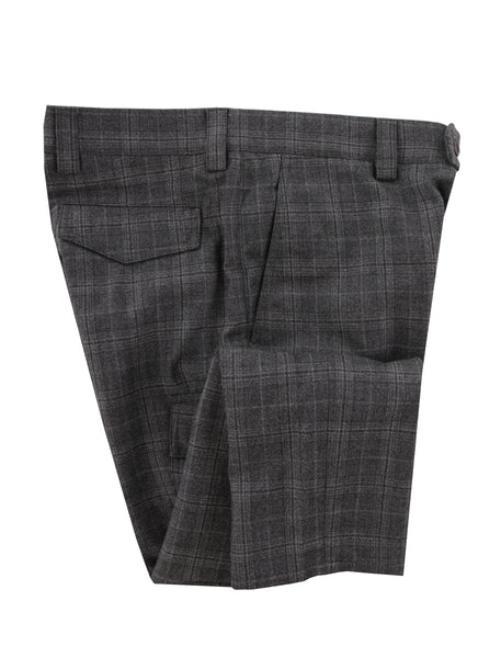 $1125 Brunello Cucinelli Gray Plaid Wool Pants - Slim - (BC109256) - Parent
