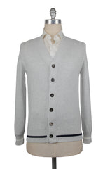 Brunello Cucinelli Light Gray Cotton V-Neck Cardigan - XXS/44 - (BC926234)