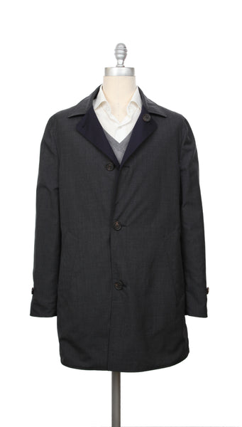 Brunello Cucinelli Blue & Gray Reversible Cotton Blend Solid Jacket - (BC21220226) - Parent