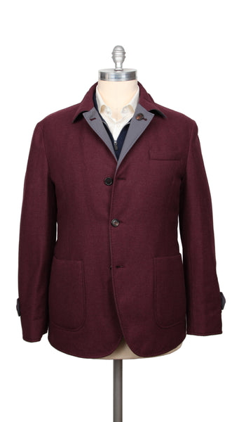 Brunello Cucinelli Burgundy Red Solid Jacket - (BC212202213) - Parent