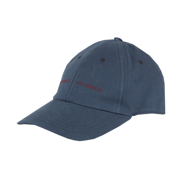 $595 Brunello Cucinelli Blue Solid Cotton Baseball Cap - (BC823251) - Parent