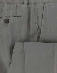 $795 Brunello Cucinelli Gray Solid Linen Pants - Slim - (BC121261) - Parent