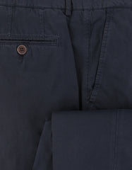 $595 Brunello Cucinelli Navy Blue Solid Cotton Pants - Slim - (BC48253) - Parent