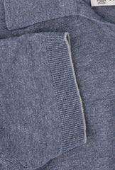 $795 Brunello Cucinelli Blue Melange Linen Blend Polo - (BC512266) - Parent