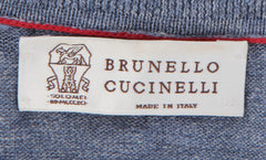 $795 Brunello Cucinelli Blue Melange Linen Blend Polo - (BC512266) - Parent