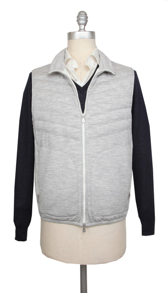 Brunello Cucinelli Light Gray Melange Jacket Vest - (BC1026239) - Parent