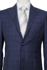 Barba Napoli Blue Wool Window Pane Suit - (BN32225) - Parent