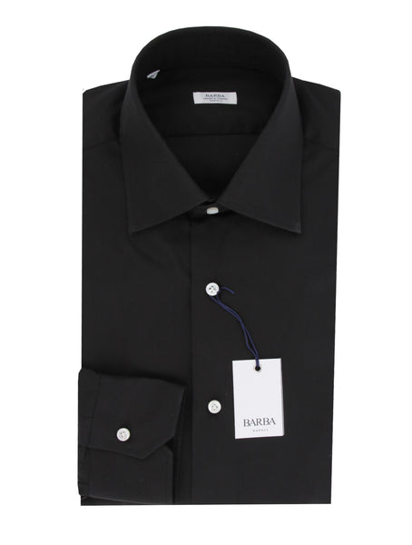Barba Napoli Black Solid Cotton Shirt - Slim - (BN919233) - Parent