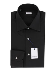 Barba Napoli Black Solid Cotton Shirt - Slim - (BN919233) - Parent