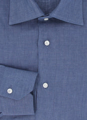 Barba Napoli Blue Solid Linen Shirt - Slim - (BN912231) - Parent