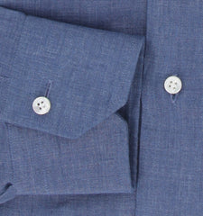 Barba Napoli Blue Solid Linen Shirt - Slim - (BN912231) - Parent