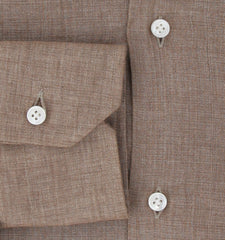Barba Napoli Light Brown Solid Linen Shirt - Slim - (BN912233) - Parent
