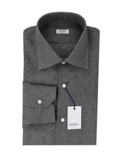 Barba Napoli Dark Gray Solid Linen Shirt - Slim - (BN912232) - Parent