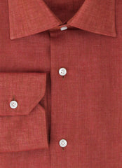 Barba Napoli Orange Solid Linen Shirt - Slim - (BN912234) - Parent