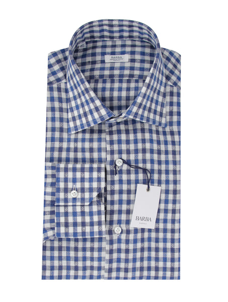 Barba Napoli Blue Check Cotton Shirt - Slim - (BN9122314) - Parent