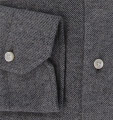 $350 Barba Napoli Gray Solid Cotton Shirt - Slim - (BN820243) - Parent