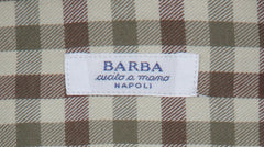 Barba Napoli Brown Plaid Cotton Shirt - Slim - (BN45233) - Parent