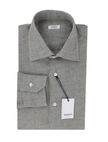 Barba Napoli Light Gray Solid Linen Shirt - Slim - (BN912236) - Parent