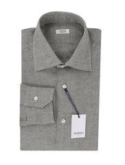 Barba Napoli Light Gray Solid Linen Shirt - Slim - 15.5/39 - (BN912236)