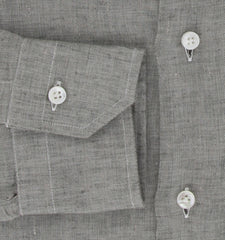 Barba Napoli Light Gray Solid Linen Shirt - Slim - (BN912236) - Parent