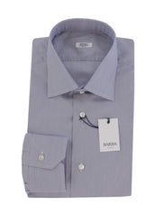$350 Barba Napoli Blue Striped Cotton Shirt - Slim - 16/41 - (BN820249)