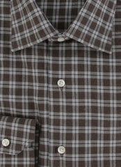 $350 Barba Napoli Brown Plaid Cotton Shirt - Slim - (BN820244) - Parent