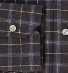 $350 Barba Napoli Dark Brown Plaid Cotton Shirt - Slim - (BN820242) - Parent