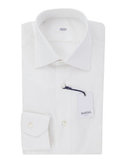 Barba Napoli White Solid Cotton Shirt - Slim - 17.5/44 - (BN923231)