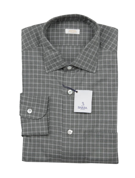 Barba Napoli Olive Green Plaid Shirt - Slim - (BN330239) - Parent