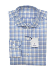 Barba Napoli Light Blue Plaid Cotton Shirt - Slim - L US/L EU - (BN45236)