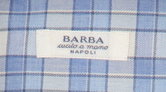 Barba Napoli Light Blue Plaid Cotton Shirt - Slim - (BN45236) - Parent