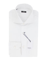 Barba Napoli White Cotton Blend Shirt - Extra Slim - 17.5/44 - (BN919231)