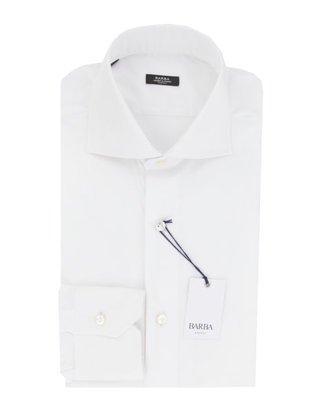 Barba Napoli White Cotton Blend Shirt - Extra Slim - (BN919231) - Parent